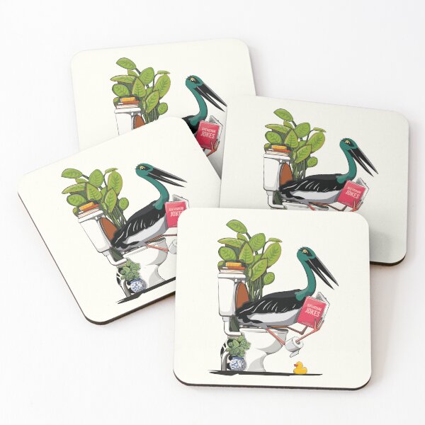 Item preview, Stork on the toilet, funny animal bathroom art designed and sold by Wyattdesign.