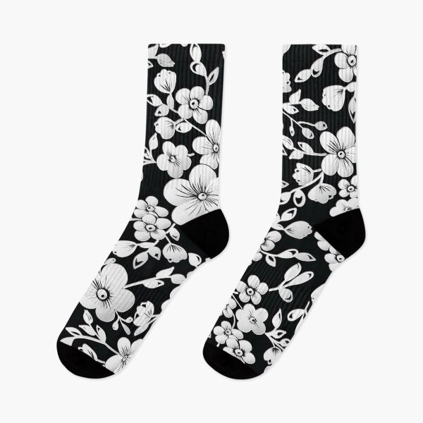 Item preview, white flower on black background floral seamless pattern decor designed and sold by ramwebroom.