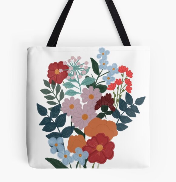 Bouquet of flowers on dictionary paper Tote Bag by Madame Memento - Pixels