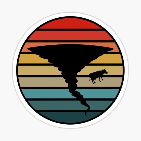 Vista previa del artículo con la obra «Vaca en un tornado volando en una puesta de sol vintage», diseñado y vendido por TexaradoDesigns.