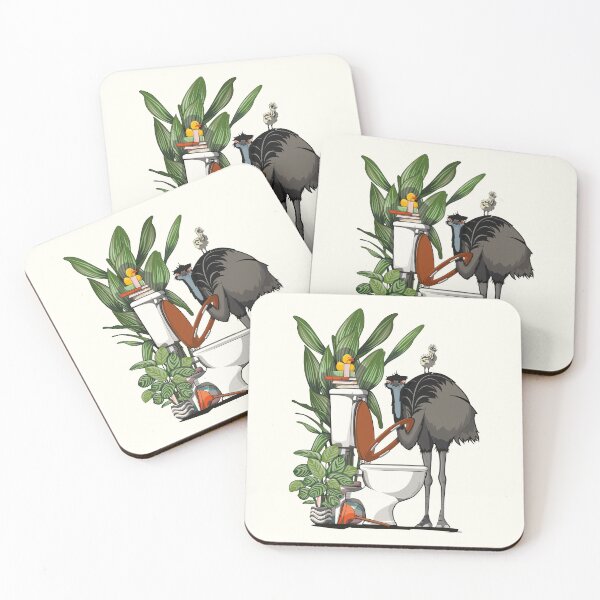 Item preview, Emu on the toilet, funny animal bathroom art designed and sold by Wyattdesign.