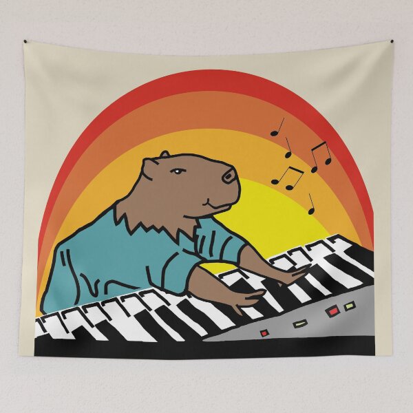 Item preview, Funny Capybara Makes Music Playing Keyboards designed and sold by ellenhenry.