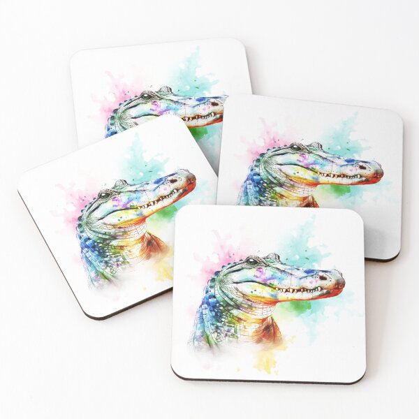 Item preview, Watercolor Crocodile with colored splashes of paint designed and sold by yopixart.