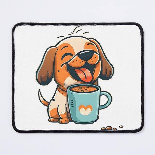 Item preview, Cute puppy  coffee addict happy dog art designed and sold by Keni-shop.
