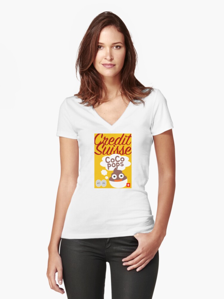 Thumbnail 1 of 3, Fitted V-Neck T-Shirt, Credit Suisse CoCo Pops designed and sold by FTAlphaville.