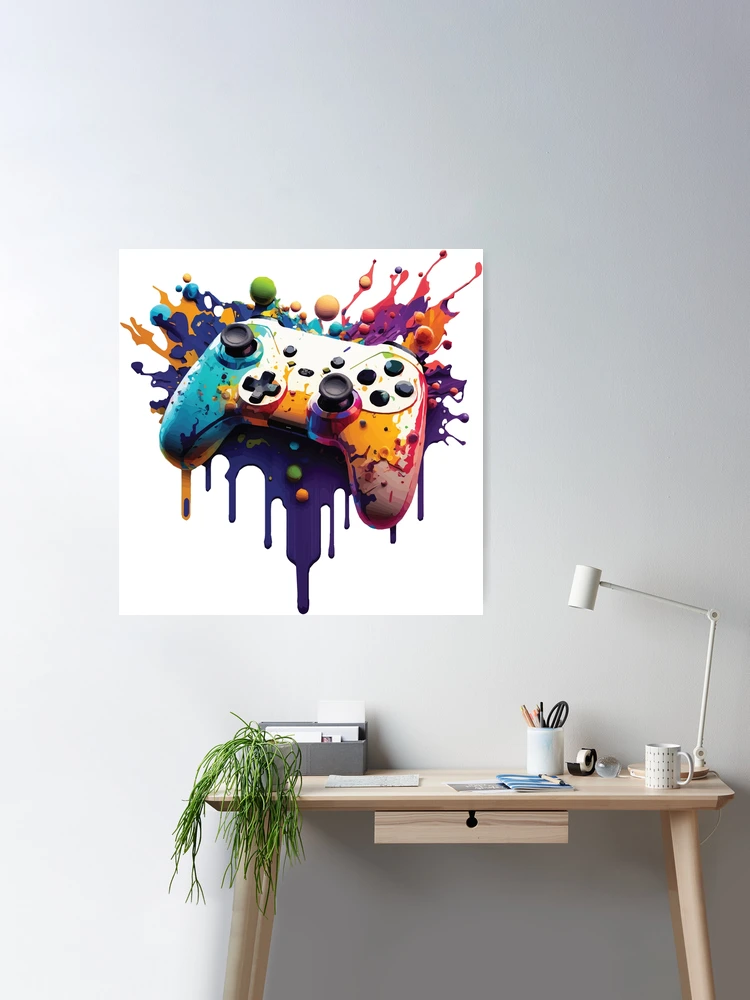 Abstract Gamepad Wall Art Poster, Gaming Console Wall Art Print on