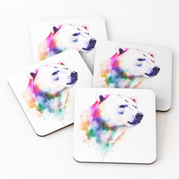 Item preview, Watercolor Polar Bear with colored splashes of paint designed and sold by yopixart.