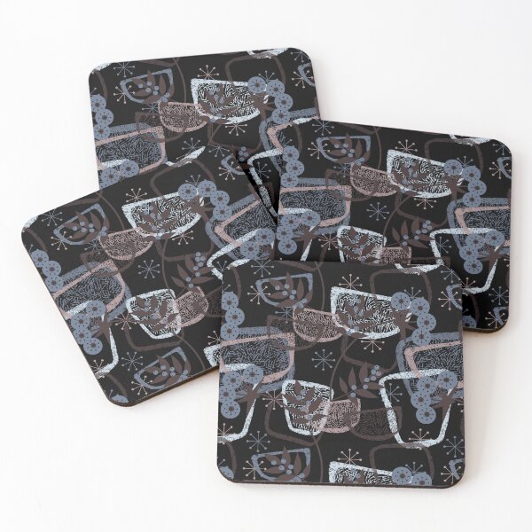 Item preview, Mid-Century-Modern Style Pots and Plants Gray Taupe Black Pattern designed and sold by CheriesArt.