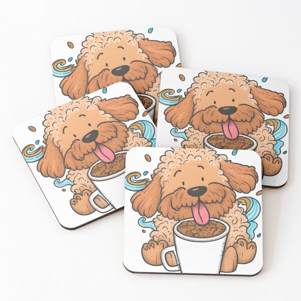 Item preview, Cute puppy coffee addict happy dog art designed and sold by Keni-shop.