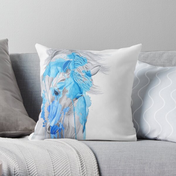 Étalon aquarelle bleu saphir Coussin