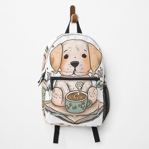 Item preview, Cute puppy coffee addict happy dog art designed and sold by Keni-shop.