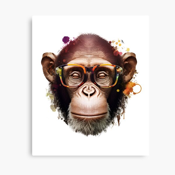 Thinking monkey - Colorful smart monkey painting, young art, colorful hot watercolors painting, monkey with glasses print, cool monkey