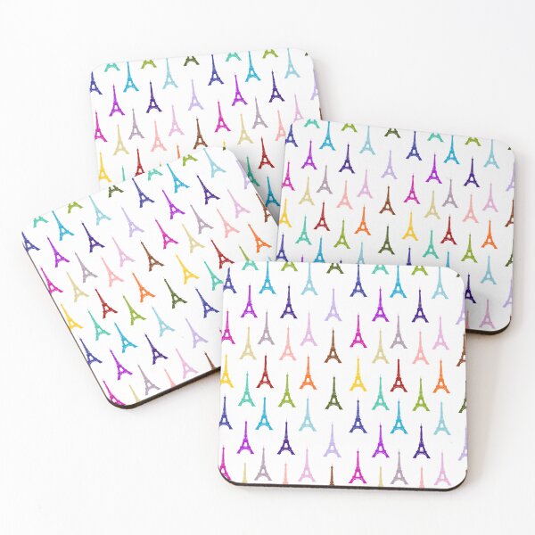 Item preview, Rainbow Eiffel Tower Pattern - Colorful Paris on White designed and sold by inspirationzgal.
