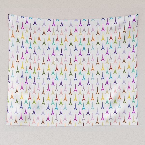 Item preview, Rainbow Eiffel Tower Pattern - Colorful Paris on White designed and sold by inspirationzgal.