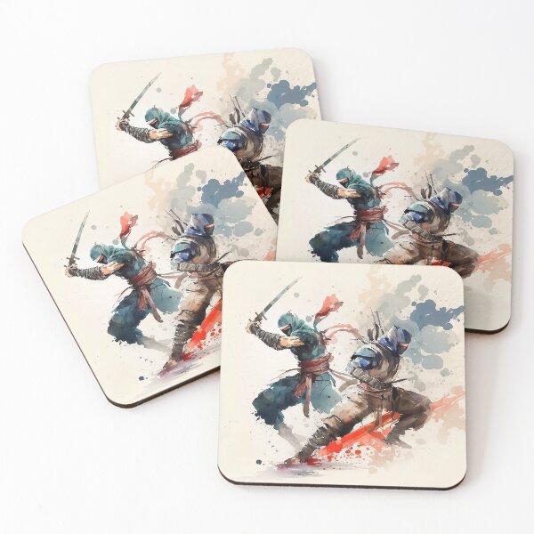 Item preview, ninja fight watercolor designed and sold by shokA Design.