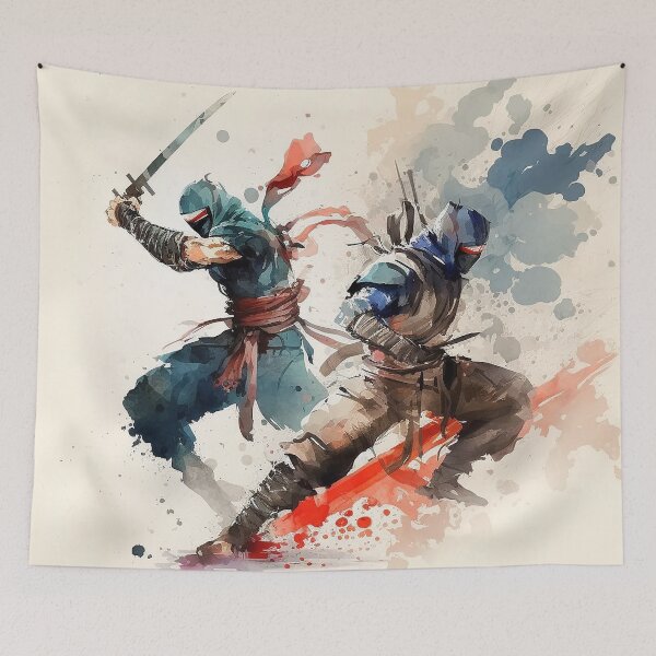 Artikelvorschau, ninja fight watercolor entworfen und verkauft von shokA Design.