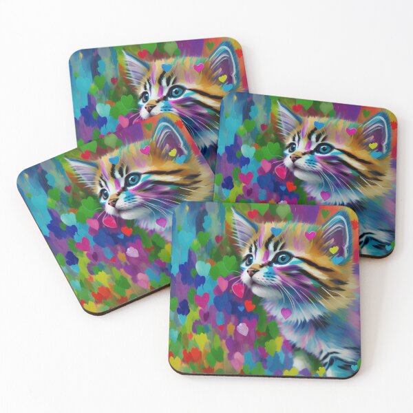 Aperçu de l'œuvre Cute little cat designs painted in oil paint,Funny Cat Oil Painting: A Small and Cute Gift for Cat Lovers créée et vendue par oyonni design.