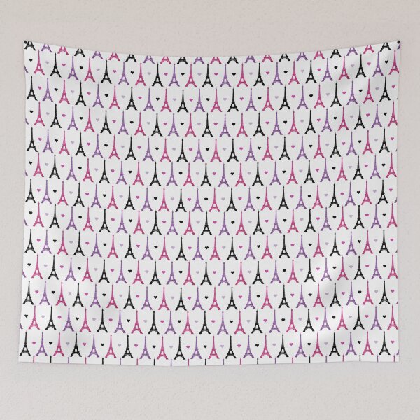 Item preview, Girly Paris Eiffel Tower Pattern - Pink Purple & Black designed and sold by inspirationzgal.