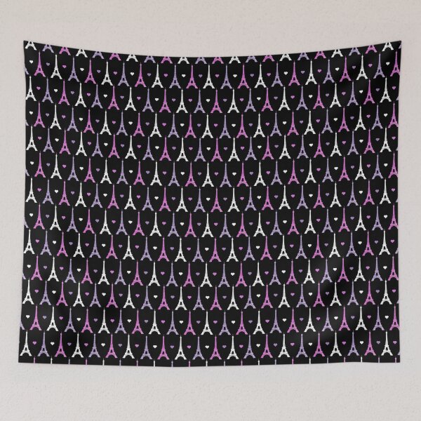 Item preview, Pink & Purple Paris Eiffel Tower Pattern on Black designed and sold by inspirationzgal.