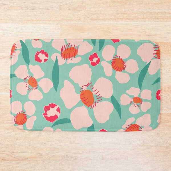 Item preview, Retro Vintage Floral in muted Aqua Pink designed and sold by Jean-Pham.