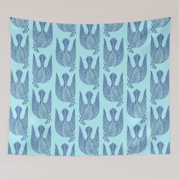 Item preview, Cute birds and pattern with dark blue lines, version 4 designed and sold by IULIART.