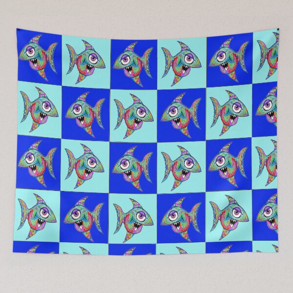 Item preview, blue fish pop art 23 designed and sold by LowEndGraphics.