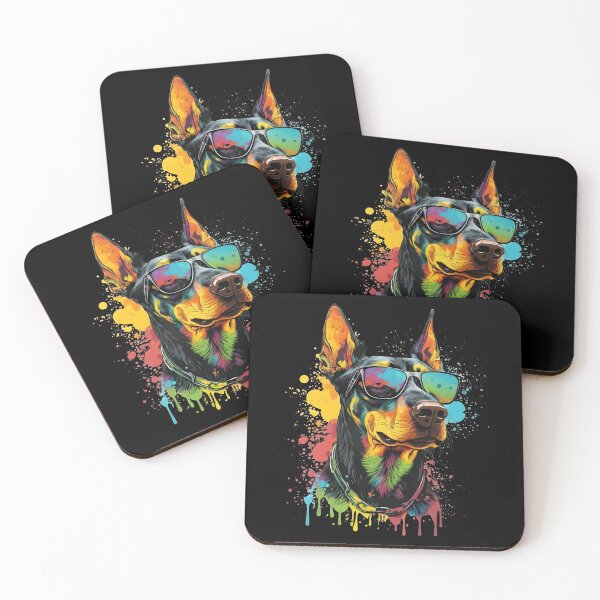 Item preview, Colorful Kawaii Dog Dobermann Wearing Sunglasses designed and sold by Leonardo Palumbo.