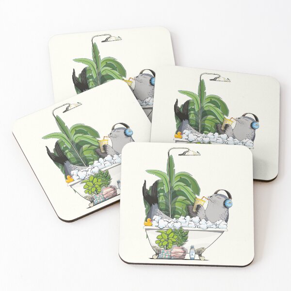 Item preview, Seal relaxing in the bath, funny arctic animal bathroom art designed and sold by Wyattdesign.
