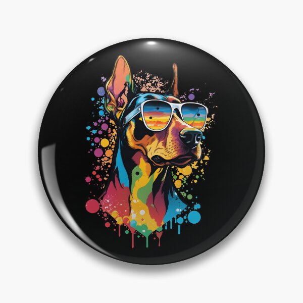 Item preview, Colorful Kawaii Dog Dobermann Wearing Sunglasses designed and sold by Leonardo Palumbo.