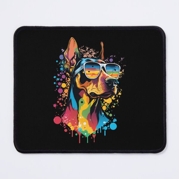 Item preview, Colorful Kawaii Dog Dobermann Wearing Sunglasses designed and sold by Leonardo Palumbo.