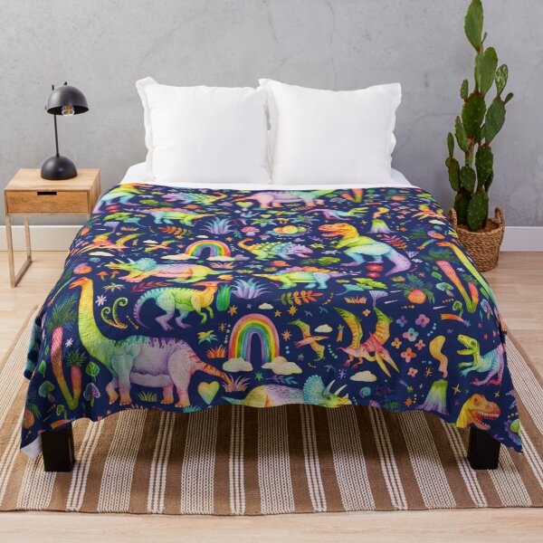 Aperçu de l'œuvre Rainbow Cheerful Dinosaurus World - bluebg créée et vendue par janeferwong.