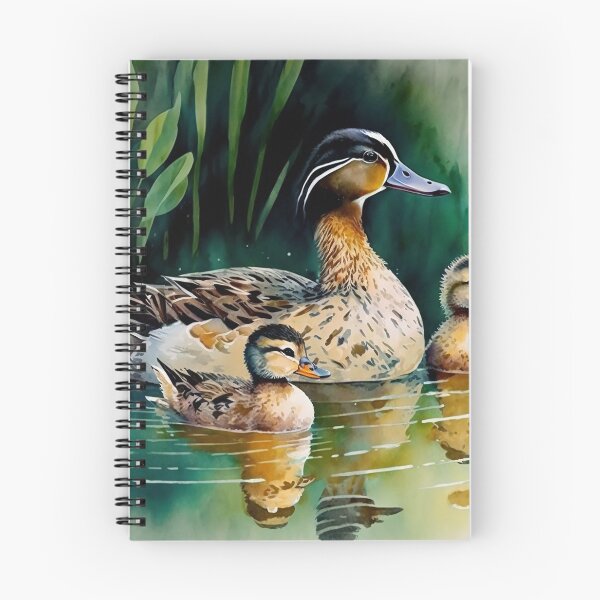 Item preview, duck family on pond watercolor  designed and sold by shokA Design.