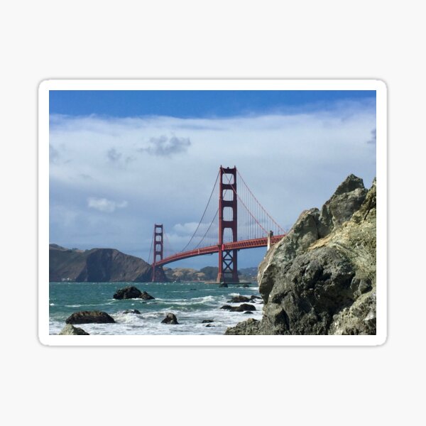 Golden Gate Bridge With Rocks Sticker