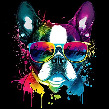 Colorful Kawaii Dog Boston Terrier Wearing Sunglasses Essential T Shirt for Sale by Leonardo Palumbo Redbubble