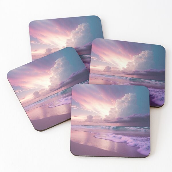 Item preview, Dreamy Pink Sunset by the Beach: Beach Sunset Landscape designed and sold by Amalie A.
