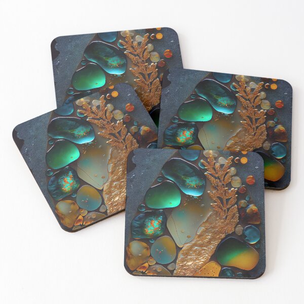 Item preview, Pointillism seaglass golden streams abstract designed and sold by Piotrek0001.
