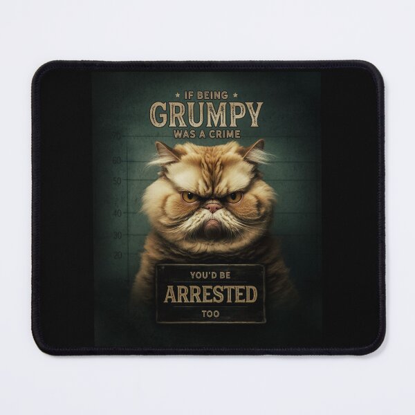 Item preview, If Being Grumpy Was A Crime, You'd Be Arrested Too. Mugshot of a grumpy cat. designed and sold by HappyPrompt.
