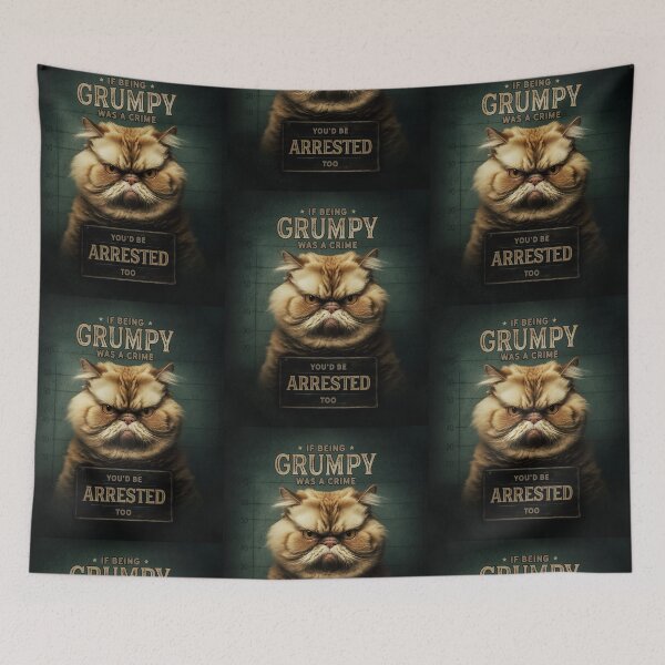 Item preview, If Being Grumpy Was A Crime, You'd Be Arrested Too. Mugshot of a grumpy cat. designed and sold by HappyPrompt.