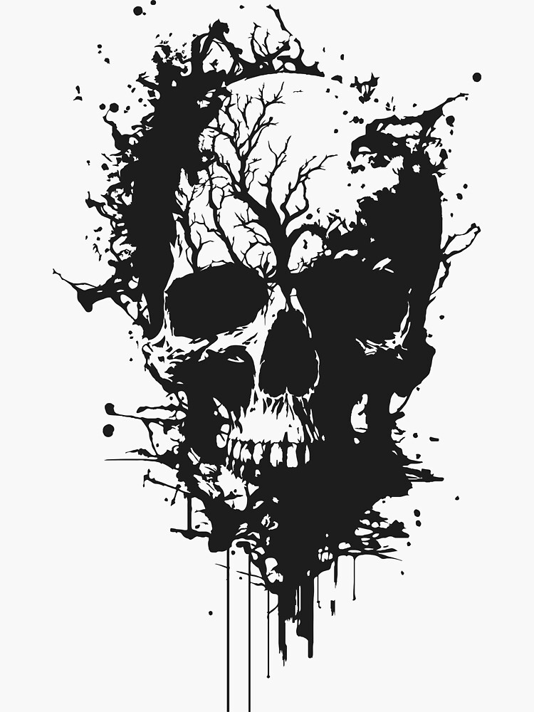 Grunge sticker tattoo style spooky skull Vector Image