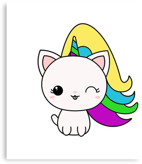 Lienzo «Unicat Unicornio Kawaii Cat» de ccheshiredesign | Redbubble