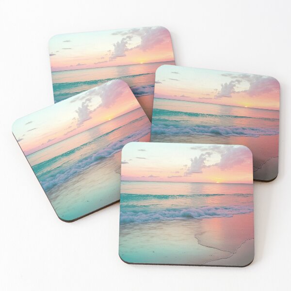 Item preview, Serene Pink Sunset by the Beach: Beach Sunset Landscape designed and sold by Amalie A.