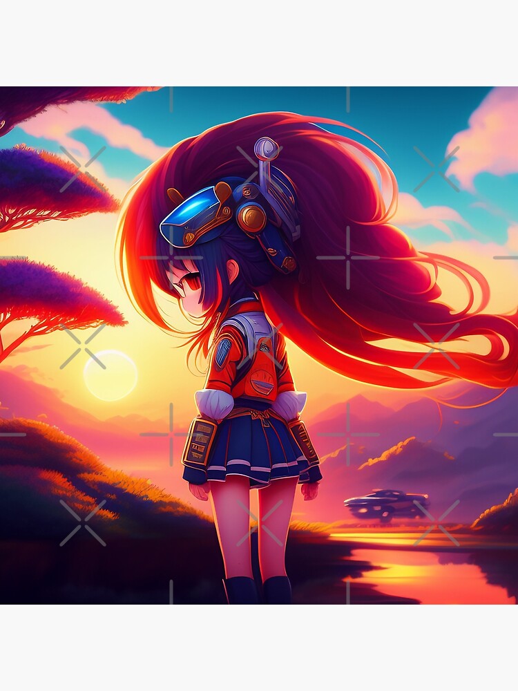 Colorful dreamscape of cyberpunk anime girl - AI Generated Artwork