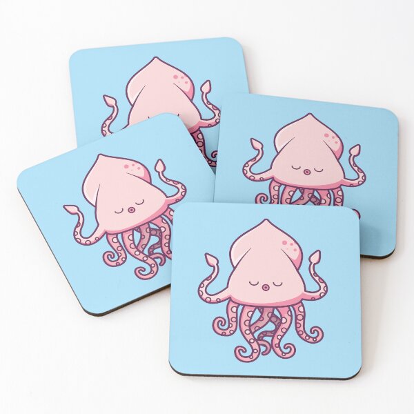 Item preview, Cute Pink Kawaii Style Ocean Squid designed and sold by Hixon House.
