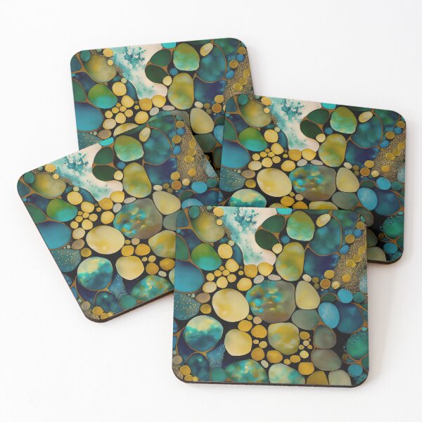 Item preview, Pointillism seaglass golden streams abstract designed and sold by Piotrek0001.