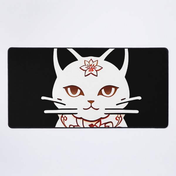 Item preview, White floral Asian Tribal Geometric Boho Nesting doll Cat from a Japanese village designed and sold by McCallnWaldo.