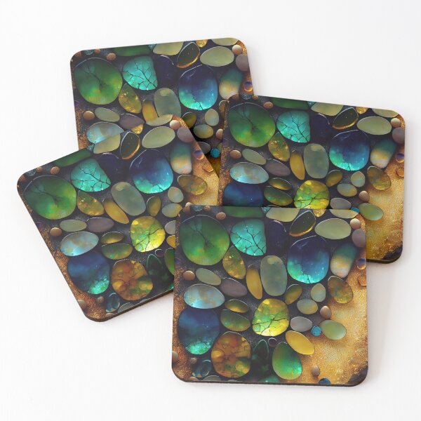 Item preview, Pointillism seaglass golden streams abstract designed and sold by Piotrek0001.