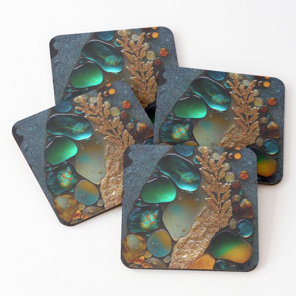 Item preview, Pointillism seaglass golden streams abstract designed and sold by Piotrek0001.