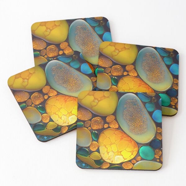 Item preview, Pointillism seaglass golden streams abstract designed and sold by Piotrek0001.