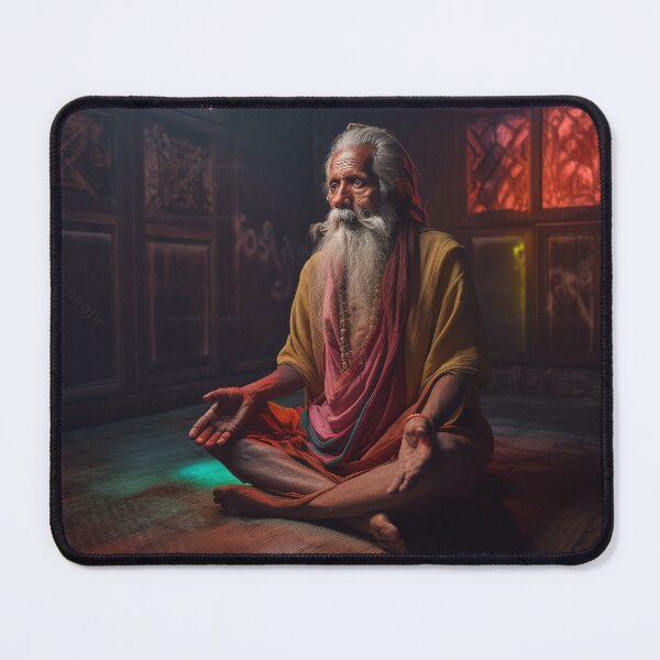 Item preview, Indian Guru meditating in an Ashram - Indian Guru in Ashram designed and sold by Junkie Ai.