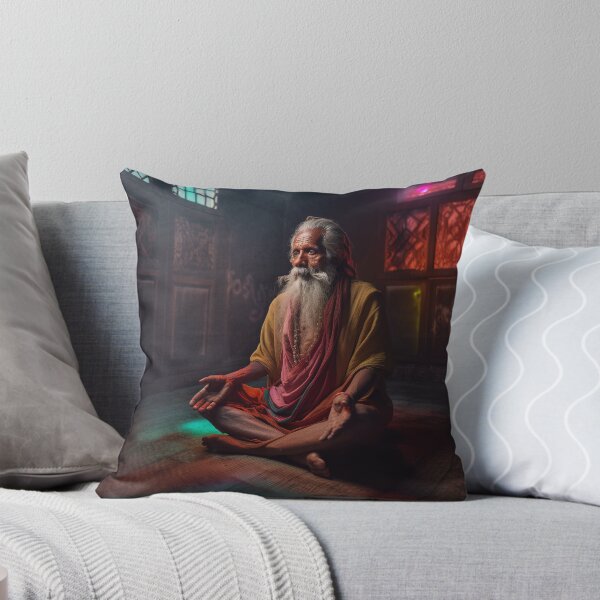 Item preview, Indian Guru meditating in an Ashram - Indian Guru in Ashram designed and sold by Junkie Ai.